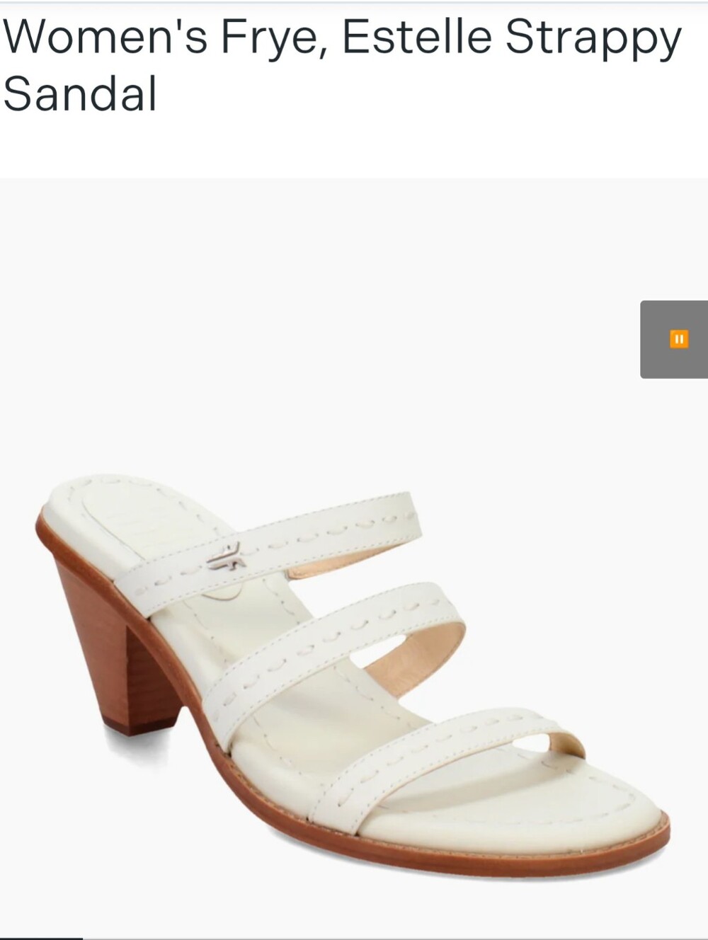 Frye Estelle Strappy Slide Sandal in White. NWB Size 39
